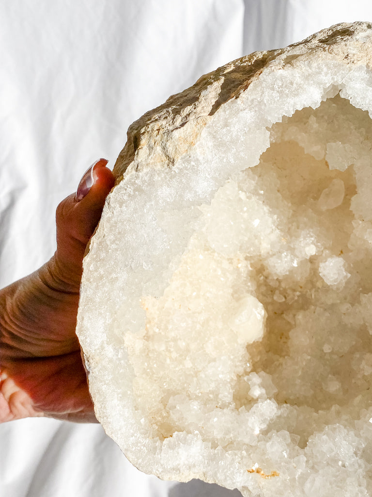 Clear Quartz and Calcite Geode Pair 3.4kg