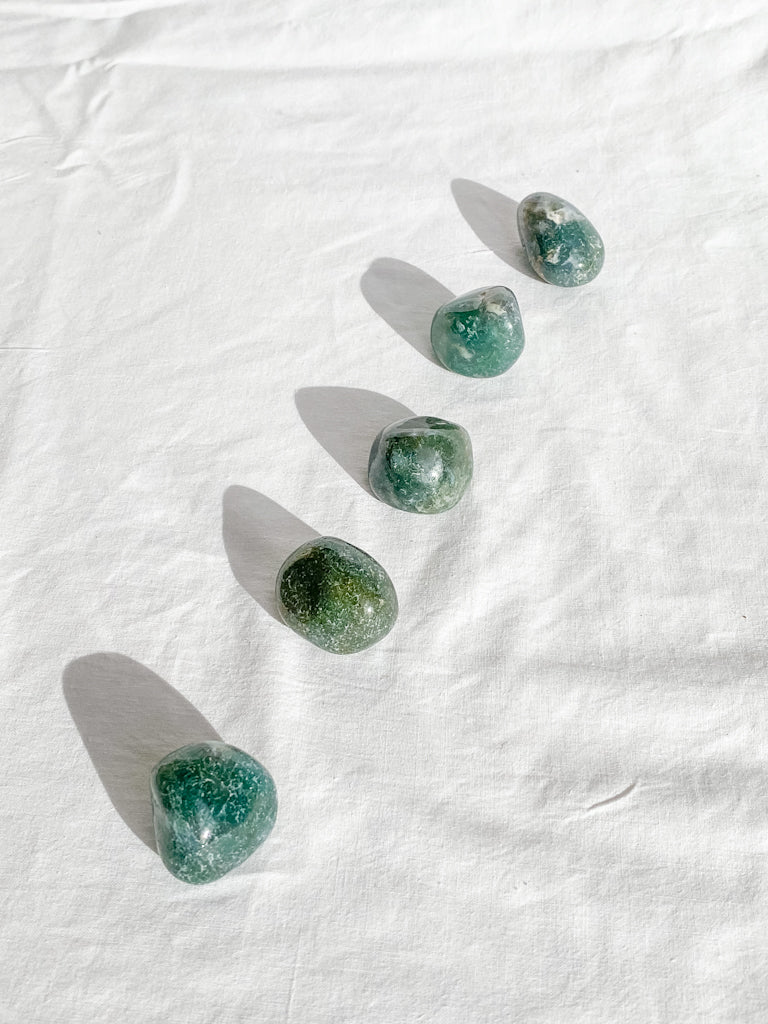 Green Moss Agate Tumbles | Medium