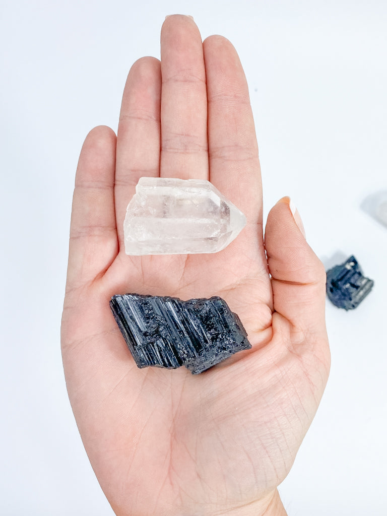 Mindfulness Duo: Clear Quartz + Black Tourmaline | Small