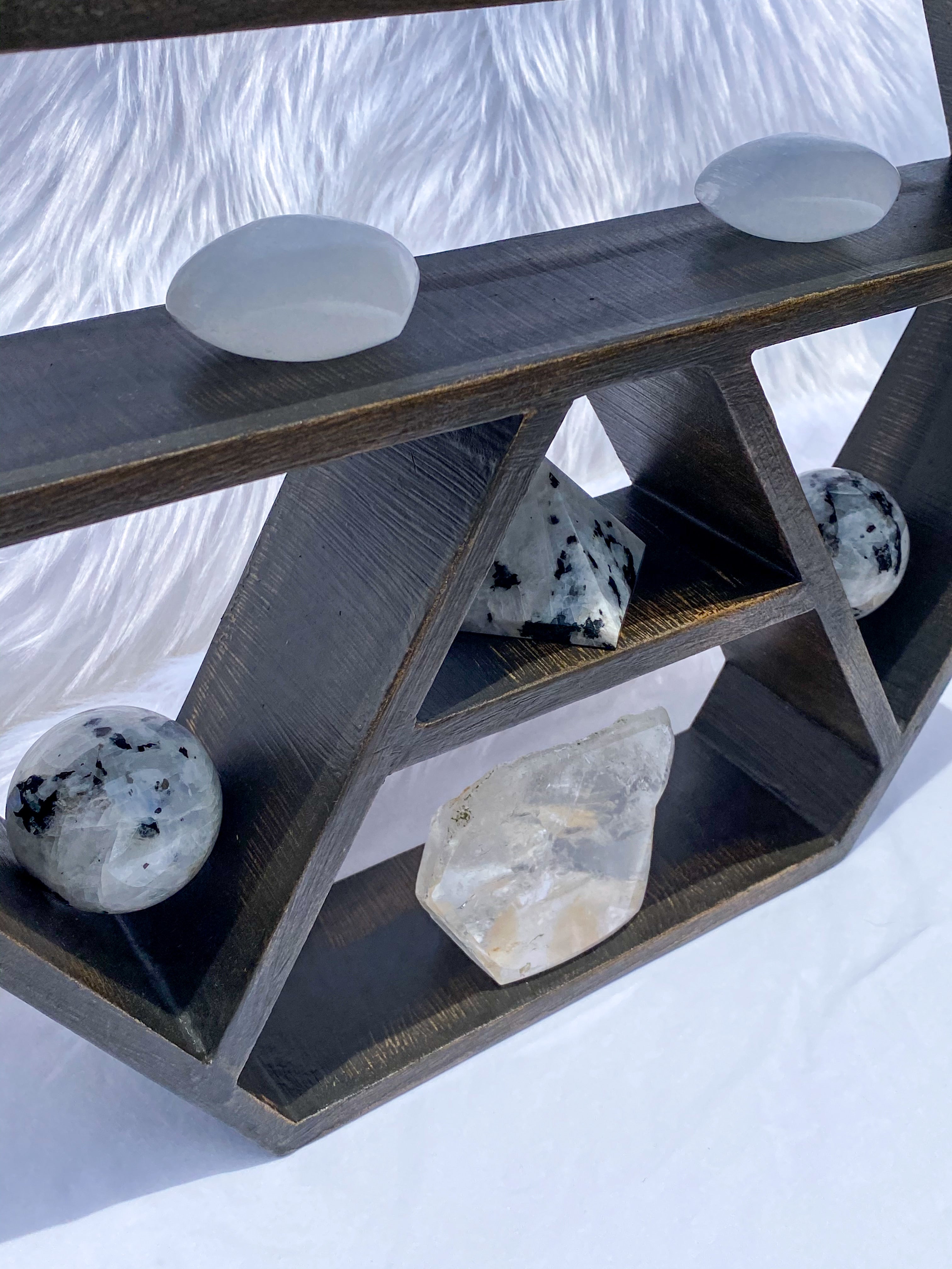 Wooden Hexagon Altar Crystal Display