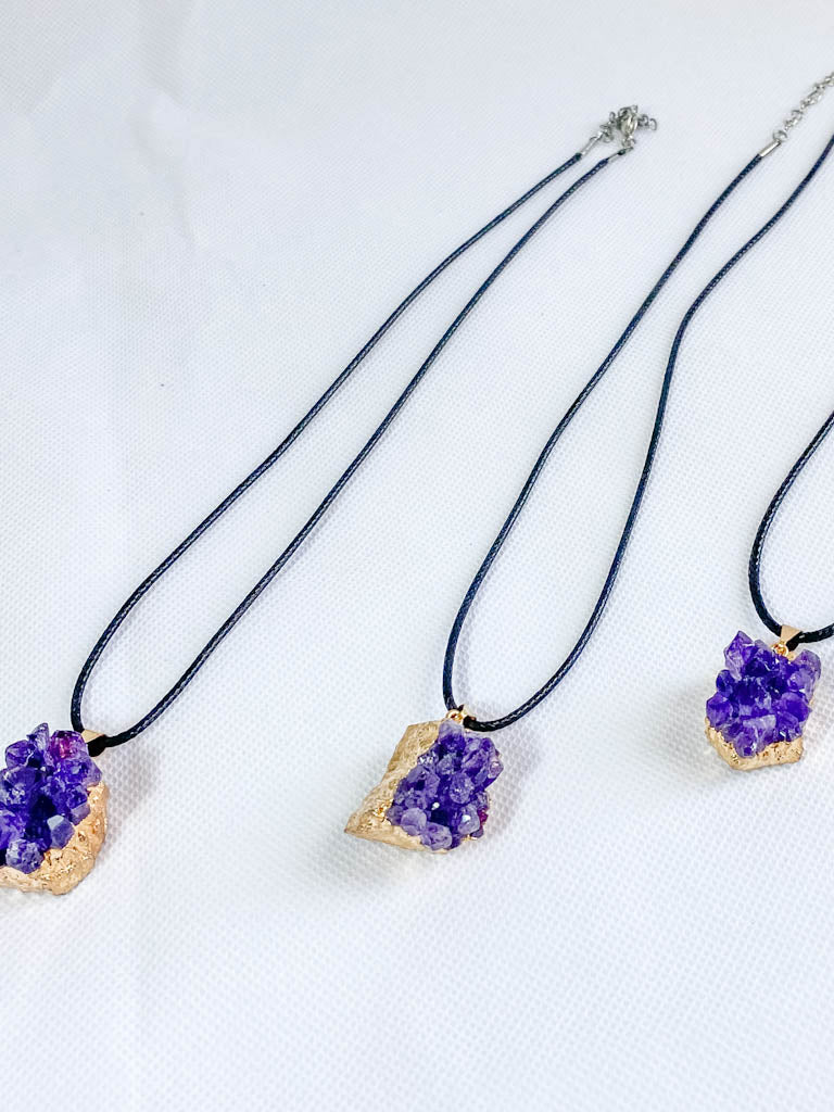 Amethyst Cluster Elegant Gold Plated Necklace