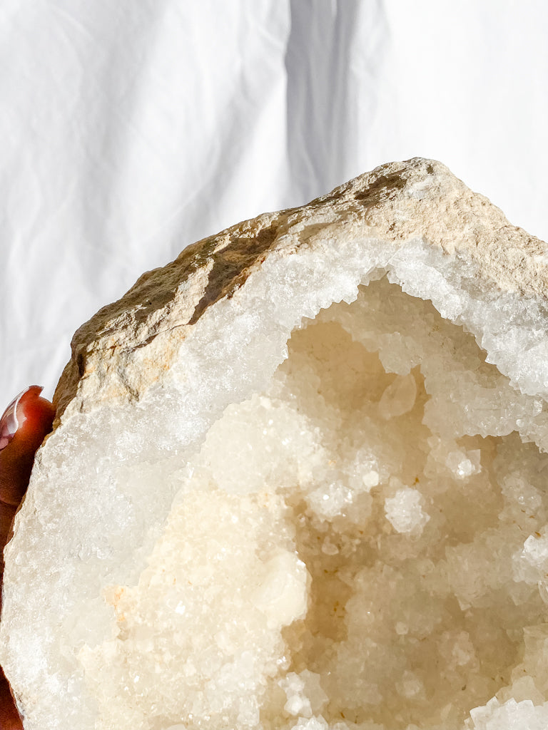 Clear Quartz and Calcite Geode Pair 3.4kg