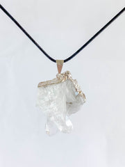 Clear Quartz Cluster Elegant Silver Plated Necklace