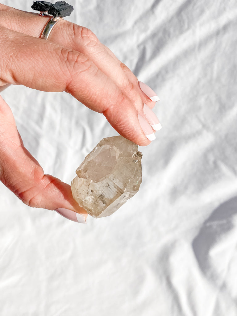 Smoky Himalayan Quartz Cluster with Inclusions 44g