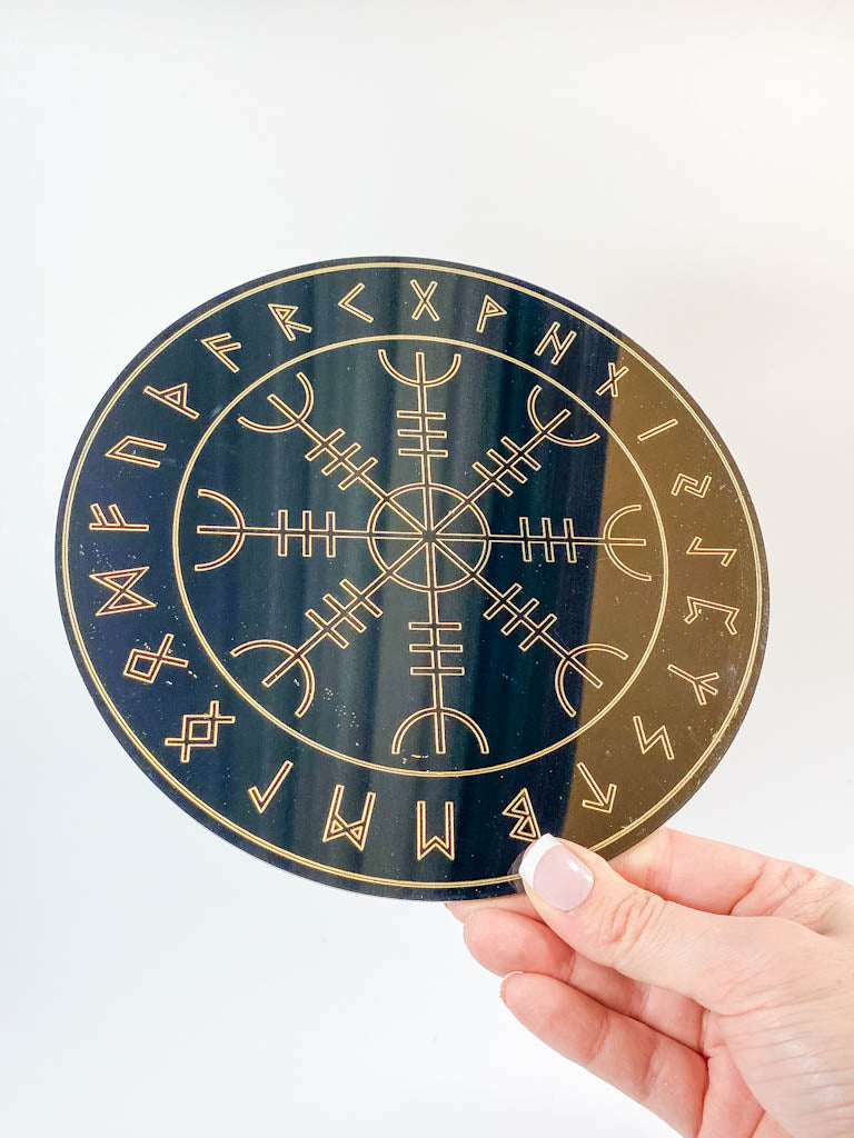 Runes Pendulum Divination Disc | Black Acrylic