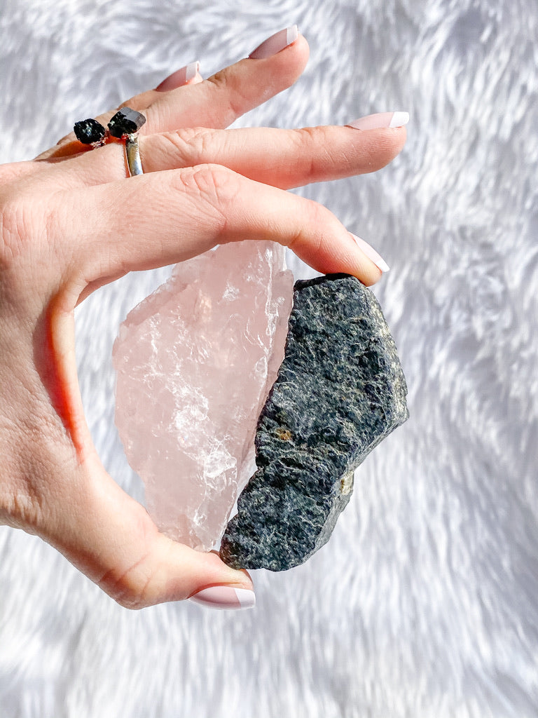 Rose quartz and hot sale black tourmaline together