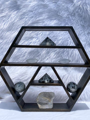 Wooden Hexagon Altar Crystal Display