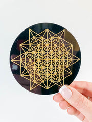 64 Tetrahedron Sacred Geometry Grid Disc | Black Acrylic