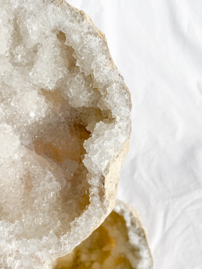 Clear Quartz and Calcite Geode Pair 3.4kg