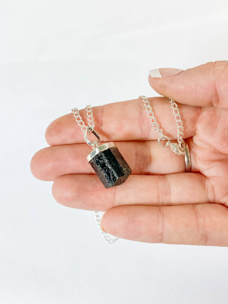 Black Tourmaline Natural Pendant Large