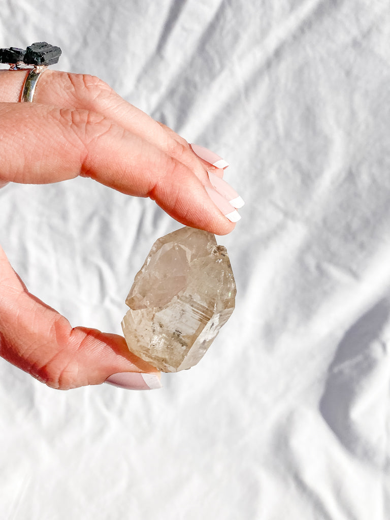 Smoky Himalayan Quartz Cluster with Inclusions 44g