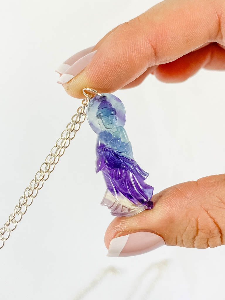 Fluorite Kuan Yin Pendant