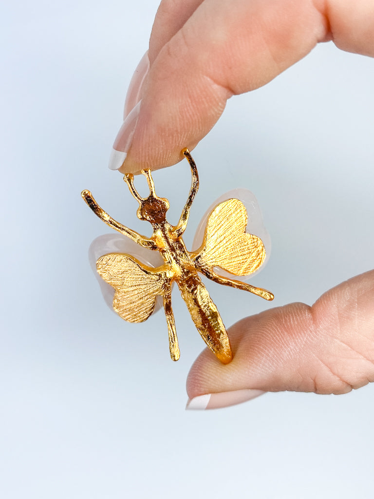 Rose Quartz Dragonfly Carving