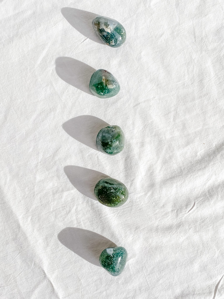 Green Moss Agate Tumbles | Medium