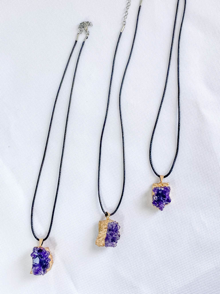 Amethyst Cluster Elegant Gold Plated Necklace