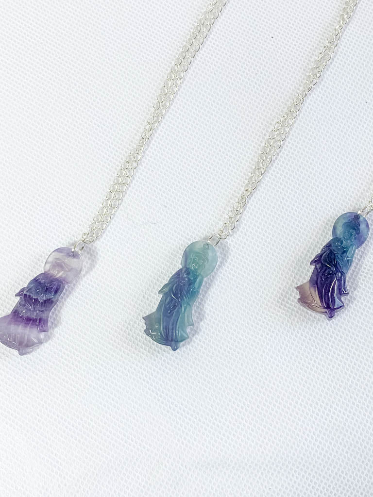 Fluorite Kuan Yin Pendant