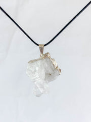 Clear Quartz Cluster Elegant Silver Plated Necklace