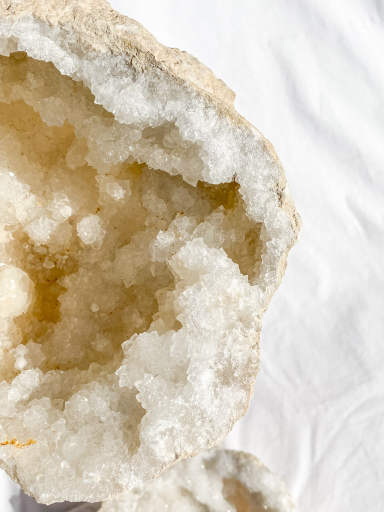 Clear Quartz and Calcite Geode Pair 3.4kg