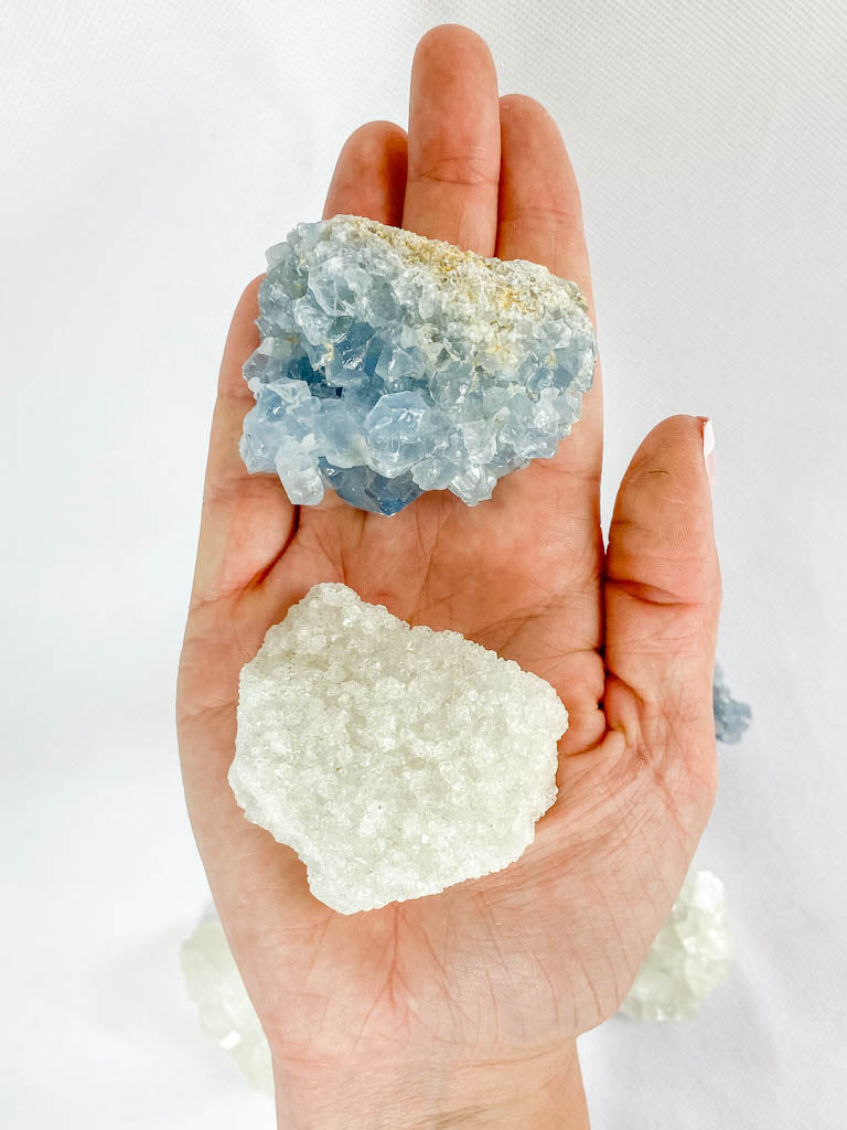 Harmony Duo: Celestite + Glass Apophyllite | Medium