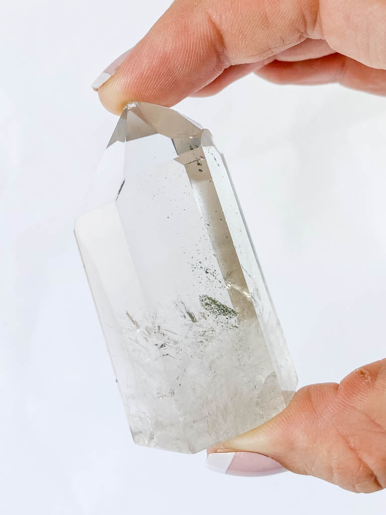 Clear Quartz Chlorite Phantom Polished Point 111g