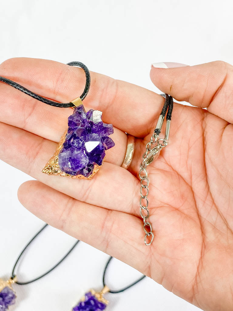 Amethyst Cluster Elegant Gold Plated Necklace