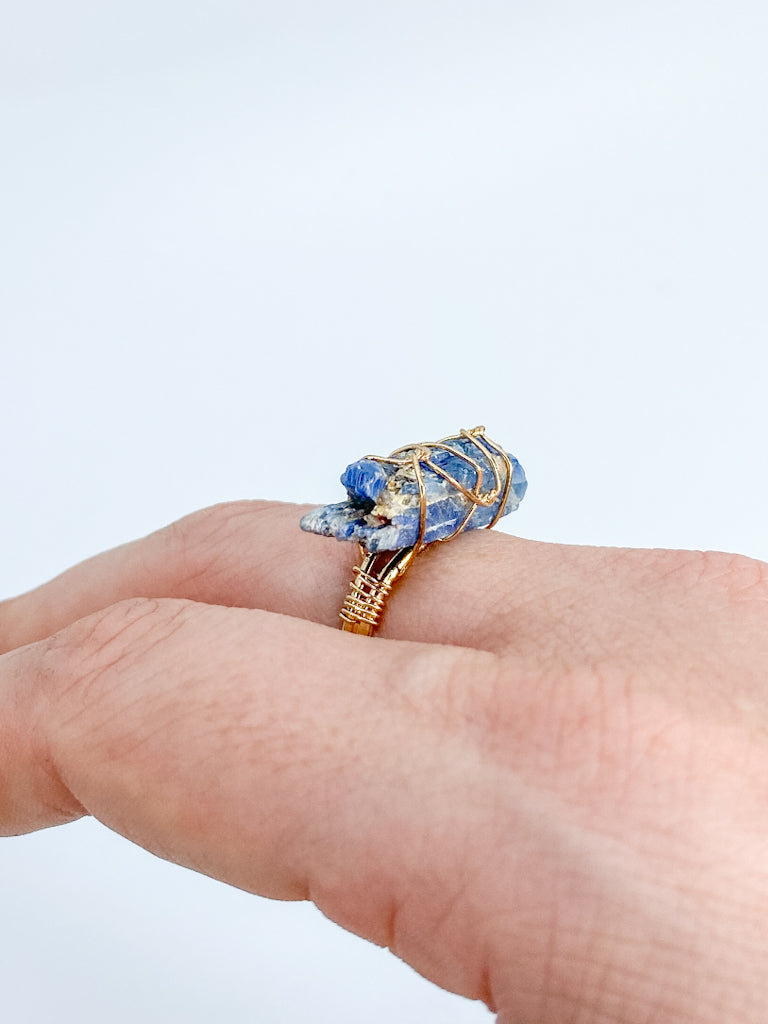 Kyanite Gold Plated Ring Wire Wrapped