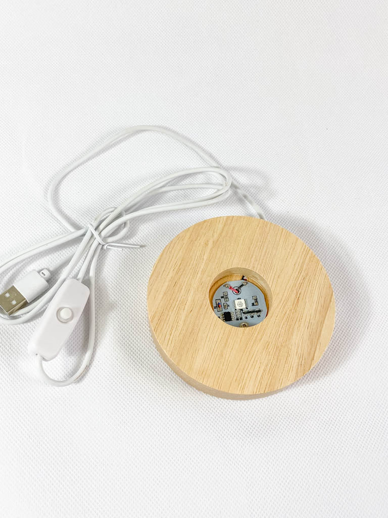 Round Wooden USB Light Base Multi Color Stand | Medium