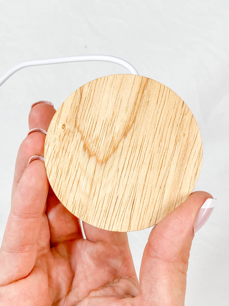 Round Wooden USB Light Base Stand with Adapter | Small