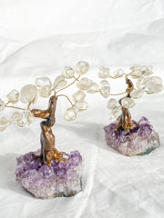 Crystal Bonsai Tree Clear Quartz on Amethyst Base