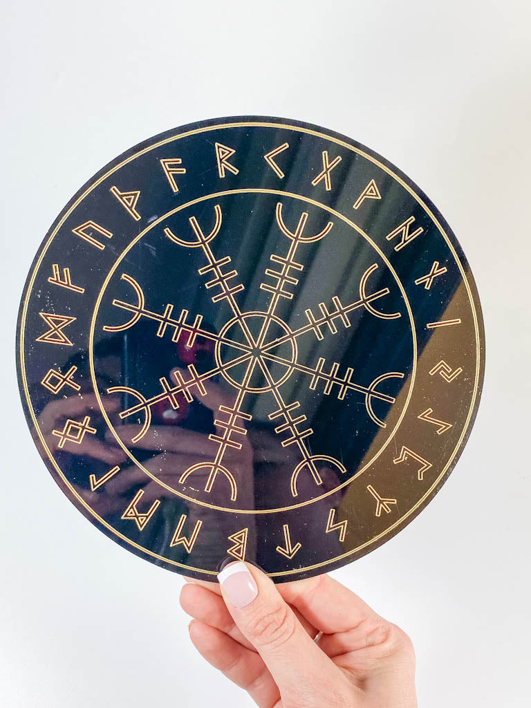 Runes Pendulum Divination Disc | Black Acrylic