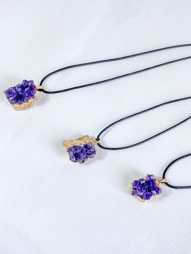 Amethyst Cluster Elegant Gold Plated Necklace