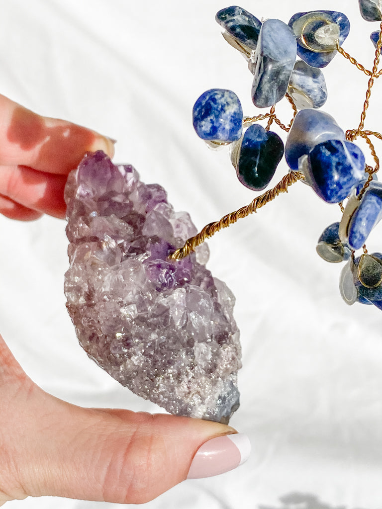 Wire Tree Sodalite on Amethyst Base