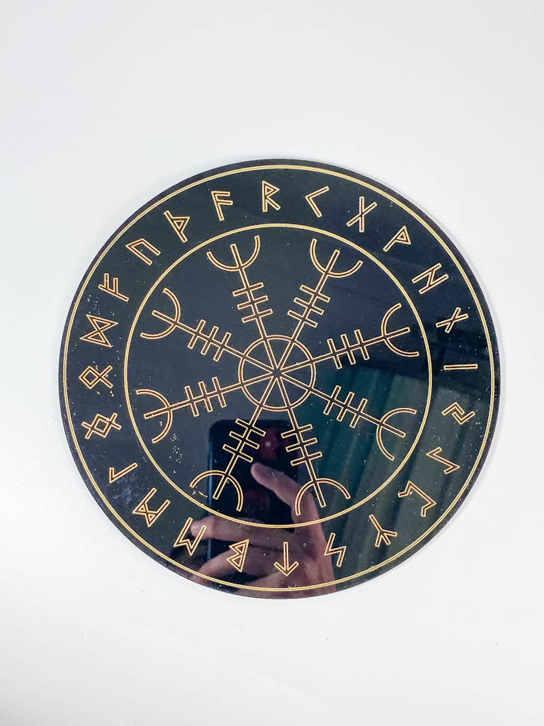 Runes Pendulum Divination Disc | Black Acrylic