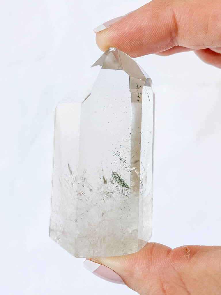 Clear Quartz Chlorite Phantom Polished Point 111g