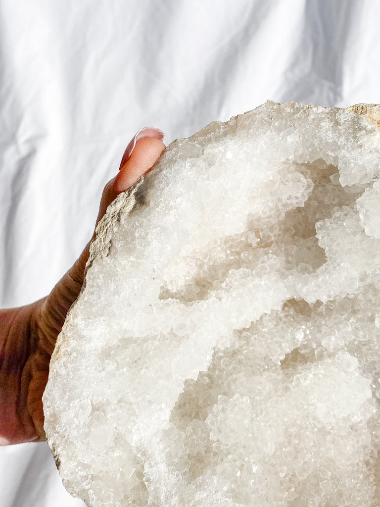 Clear Quartz and Calcite Geode Pair 3.4kg