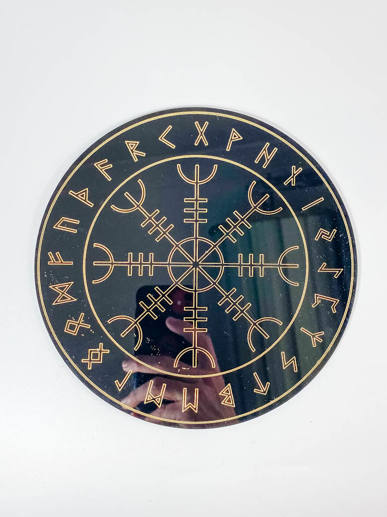 Runes Pendulum Divination Disc | Black Acrylic