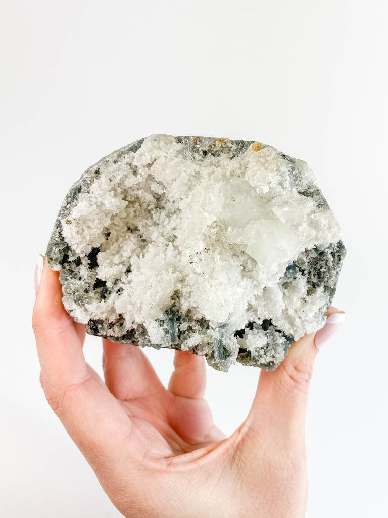 Apophyllite and White Chalcedony Cluster 605g