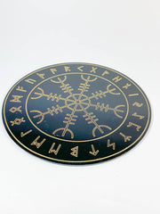 Runes Pendulum Divination Disc | Black Acrylic