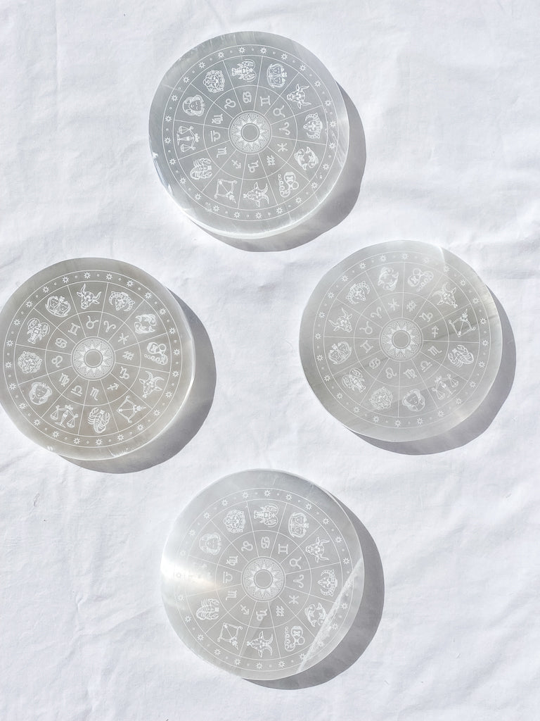 Selenite Astrology Plate Full Moon | Large