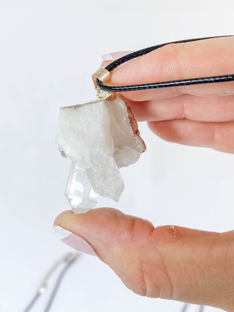 Clear Quartz Cluster Elegant Silver Plated Necklace