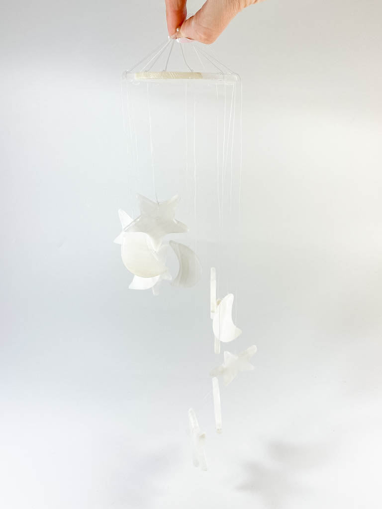 Moon & Stars Windchimes | White Onyx