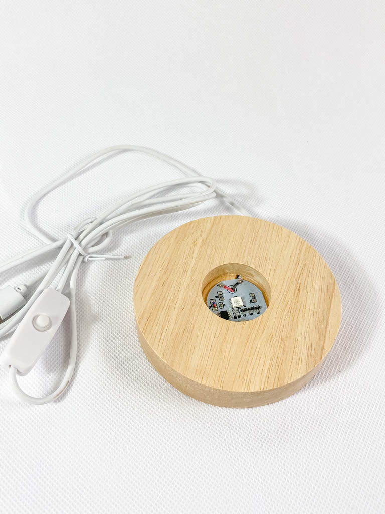 Round Wooden USB Light Base Multi Color Stand | Medium