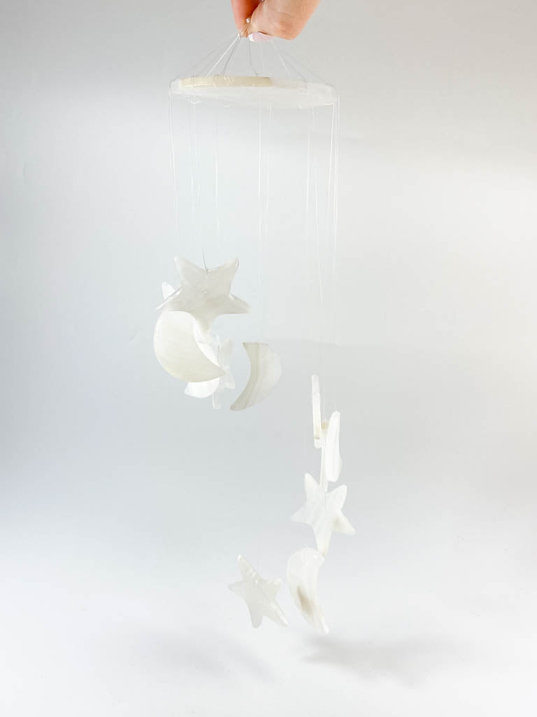 Moon & Stars Windchimes | White Onyx