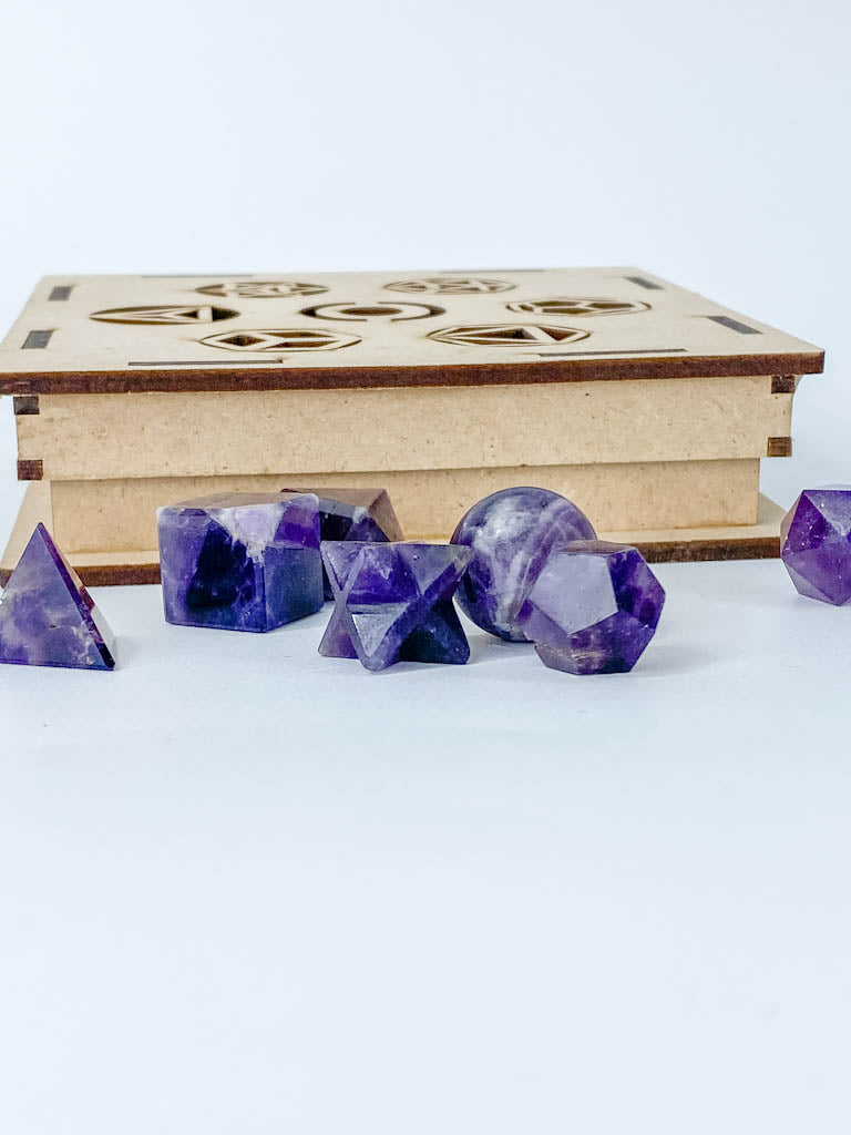 Platonic Solid Sacred Geometry Box | Amethyst