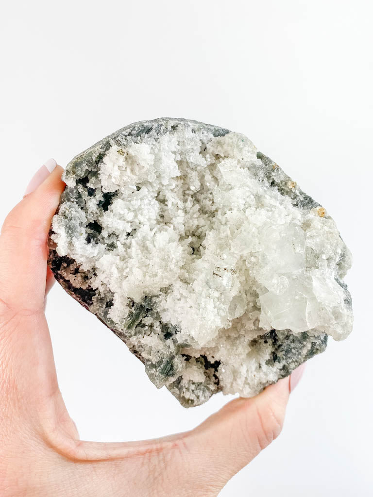 Apophyllite and White Chalcedony Cluster 605g