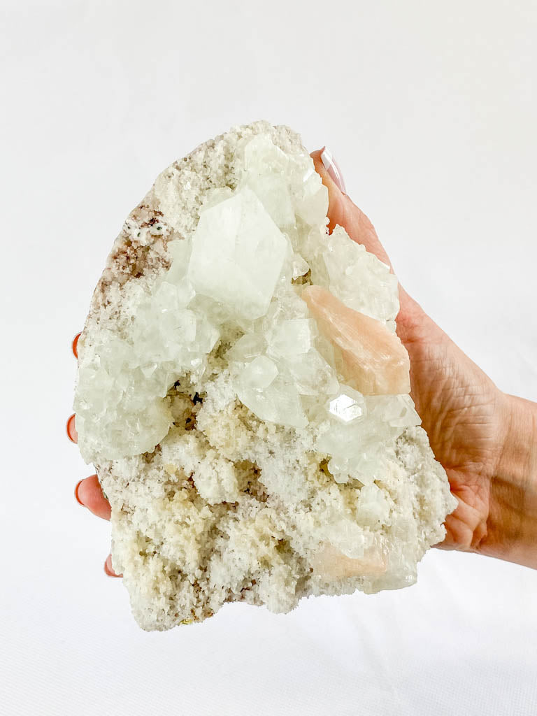 Apophyllite Stilbite with Inclusions CutBase Cluster 1.3kg