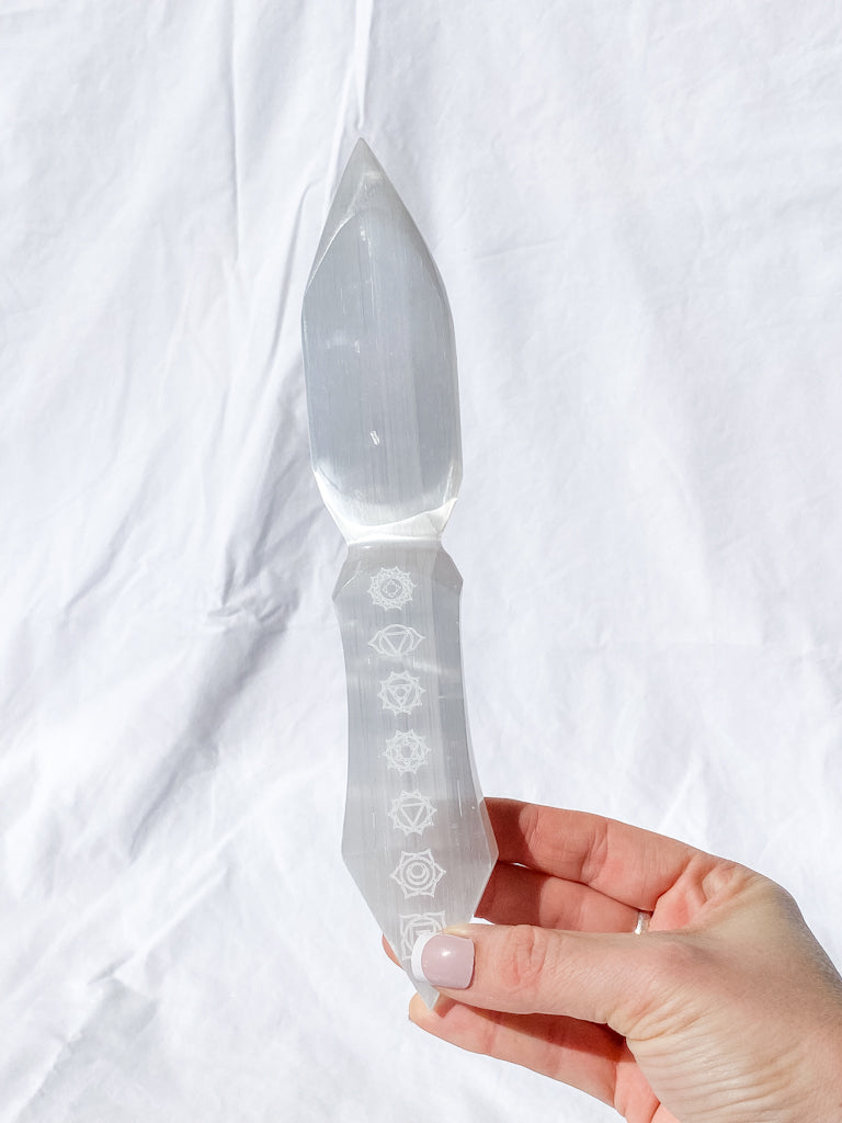 Selenite Chakra Alignment Dagger | Large