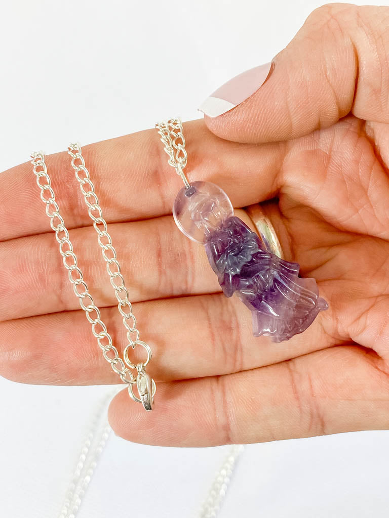 Fluorite Kuan Yin Pendant