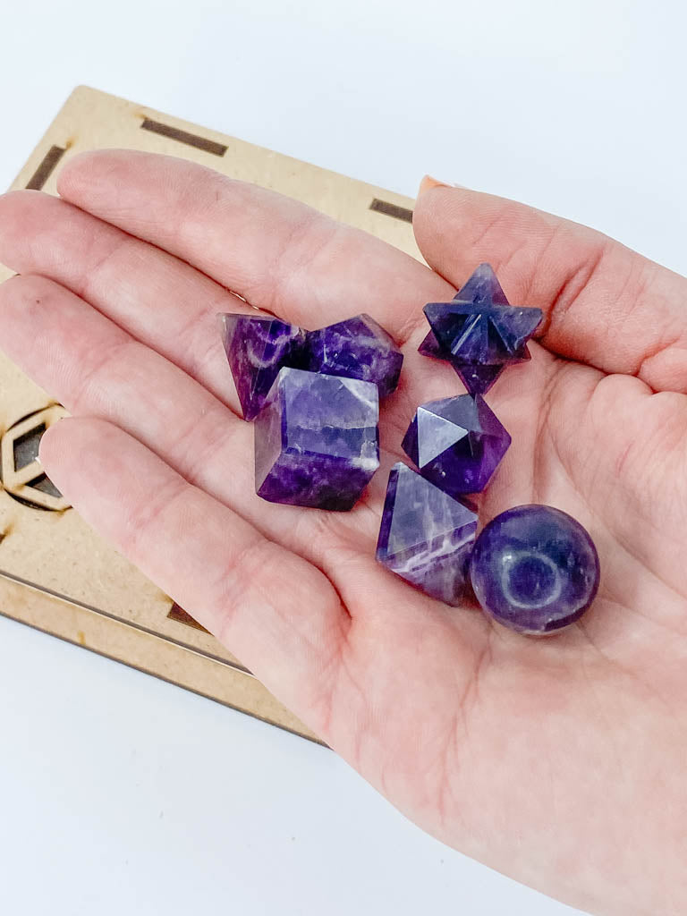 Platonic Solid Sacred Geometry Box | Amethyst