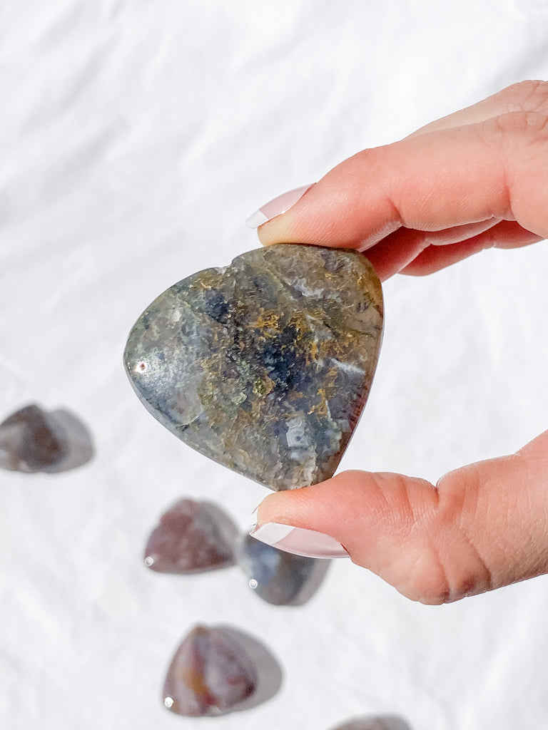 Moss Agate Heart | Medium